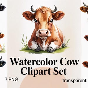 watercolor cow clipart, farm animal png, rustic farm clipart, cow illustration, digital farm animals, country life art, farm nursery decor