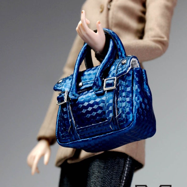 HB2001-18 The Vogue Blue Leather Designer Hobo Handbag for Barbie Blythe Fashion Royalty FR2 Poppy Parker Silkstone