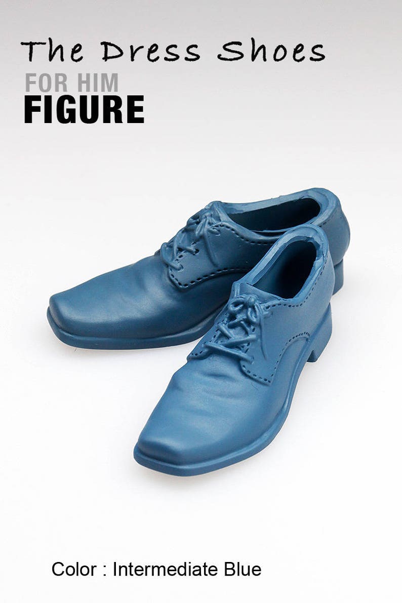 ms1002-07 Intermediate Blue Dress Shoes for 16 Figure Enterbay Hot Toys TTL 12 Tall Doll Plastic