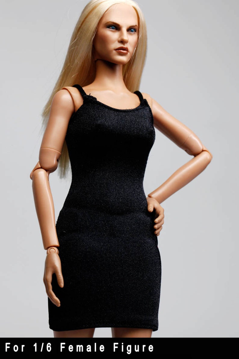 gc0173 Black Tight Fit Fashion Designer Dress for 16 Female Figure 12 Tall Doll