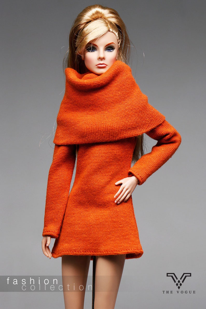 orange turtleneck dress
