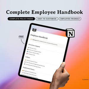 Notion Mitarbeiter Handbuch Vorlage | Personalisierbare Personal Policies, Onboarding (Digital)