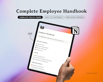 Modelo de Manual do Funcionário para Notion | Políticas de RH personalizáveis, Integração (Digital)