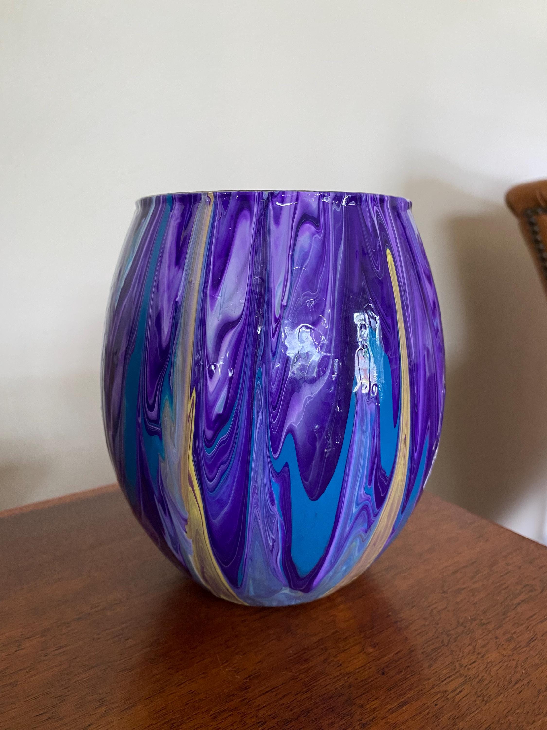 青紫色のガラス花瓶 Amazon.co.jp: 花鳥の花瓶 ガラス細工 高さ14.6cm 棚の装飾 素敵