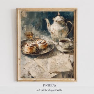 Lámina decorativa de tetera vintage para pared / Decoración acogedora para cocina estilo pastelería / Descarga de estilo rústico campestre