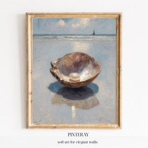 Arte de parede com conchas de moluscos | Impressão de natureza morta costeira | Download para decoração de praia em tons neutros