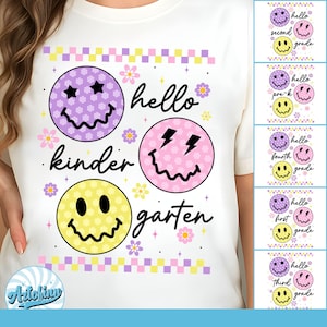 Preppy Back to School PNG Bundle, Hello Pre-k 1st 2nd 3rd Grade Png, Smiley First Day of School Hand Drawn, Girl Back to School, Teacher Png