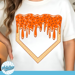 Baseball Drip PNG, Orange Drip and Cotton Candy Accents, Playful Sprinkle Drip, Cotton Candy Drip PNG, Baseball Png, Ice Cream Drip