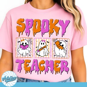 Spooky Teacher Png, Coquette Teacher Halloween Png, Halloween Ghost Teacher Png, Trick or Teach Png, Floral Spooky Season Png