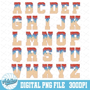Drip Letters PNG | Red and Blue | 4th of July PNG | Patriotic Drip PNG | Baseball Life | Sprinkle Drip | Ice Cream Drip | Baseball Drip