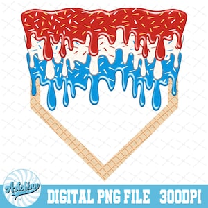 Red White and Blue Sprinkle Drip png | Cotton Candy Drip | Baseball Life | Sprinkle Drip | Ice Cream Drip | Baseball Drip Baseball Drip PNG