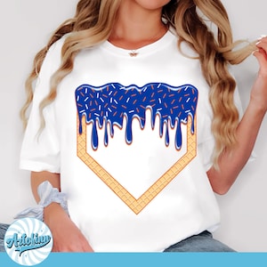 Baseball Drip PNG, Blue Drip and Cotton Candy Accents, Playful Sprinkle Drip, Cotton Candy Drip PNG, Baseball Png, Ice Cream Drip