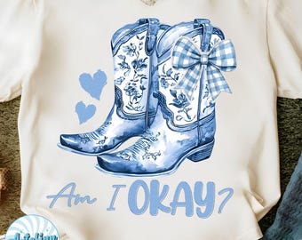 Blue Bow Cowgirl Boots PNG: Coquette Western Graphic (Digital Download)