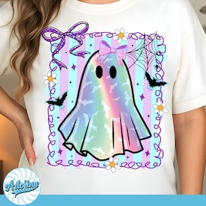 Preppy Halloween Ghost Png, Cute Boo Ghost Coquette Png, Floral Spooky Season Png, Girly Halloween Png, Spooky Pumpkin Sublimation