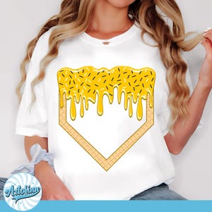 Baseball Drip PNG, Yellow Drip and Cotton Candy Accents, Playful Sprinkle Drip, Cotton Candy Drip PNG, Baseball Png, Ice Cream Drip