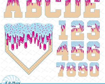Drippy Ice Cream Alphabet Home Plate PNG Bundle, Drip Baseball Letters & Numbers Clipart, Personalized Game Day Sports (Digital Download)