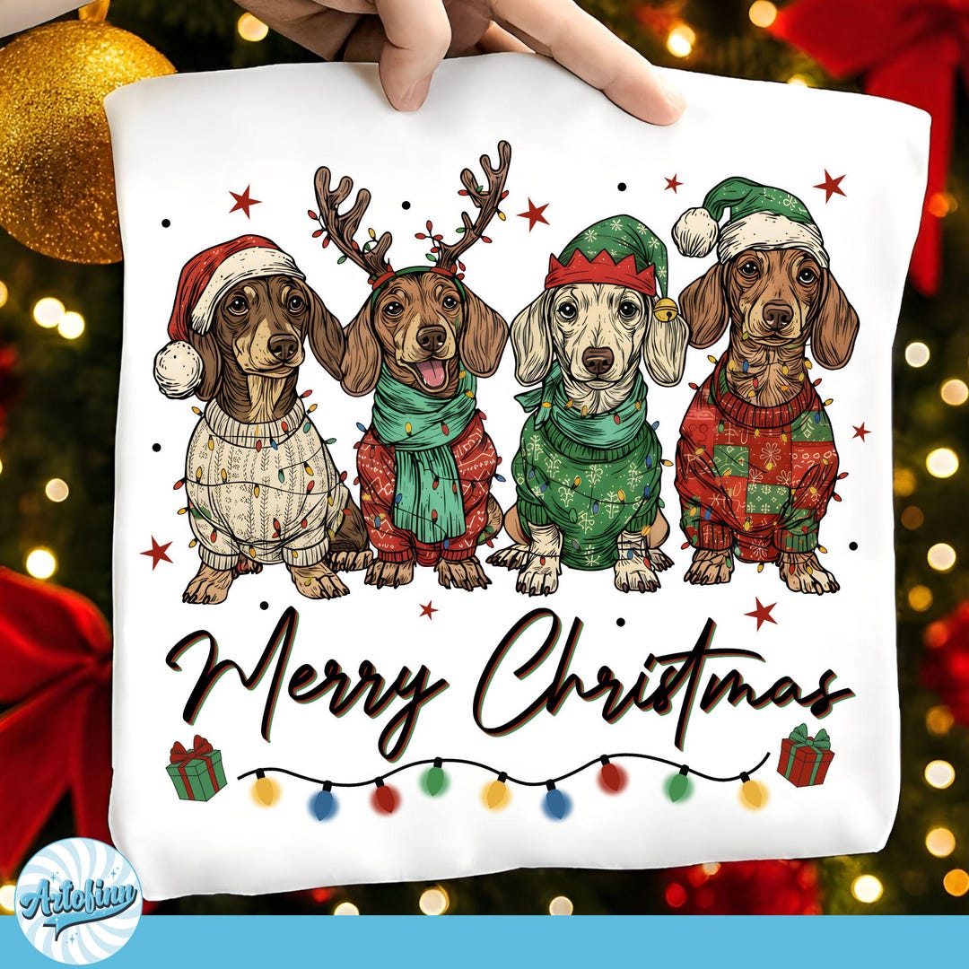 Merry Christmas Dachshund Dog PNG, Cute Puppies, Christmas Holiday Pet ...