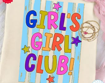 Girls Girl Club PNG, Girly PNG, Doodle PNG, Stripes Png, Trendy Png, Preppy Png, Boutique Png, Whimsy Png, Girly Png, Hand Lettered Png