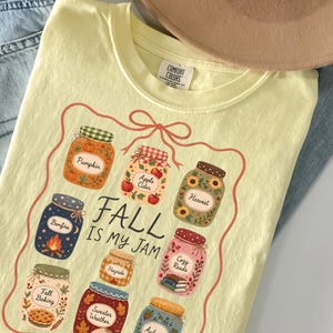 Comfort Colors® Fall Is My Jam T-Shirt, Coquette Fall Shirt, Girly Autumn Shirt, Trendy Autumn Boutique Shirt, Retro Fall Leaves Shirt