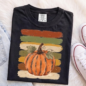 Comfort Colors® Striped Take Me To The Pumpkin Patch T-Shirt, Preppy Fall Pumpkin Shirt, Girly Fall Shirt, Autumn Boutique Shirt