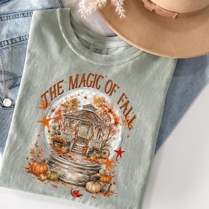 Comfort Colors® The Magic Of Fall T-Shirt, Cozy Autumn Pumpkin Patch Shirt, Vintage Fall Shirt, Thanksgiving Pumpkin Shirt, Autumn Leaves