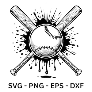 Baseboll Svg, baseboll och korsade slagträn, matchdag, baseboll Clipart, korsade slagträn bollmärkesdesigner, klippfiler, Svg, direktnedladdning
