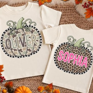 Comfort Colors® Custom Name Pumpkin Kids T-Shirt, Pumpkin Boy Girl Shirt, Pumpkin Patch Tee, Fall Pumpkin Shirt, Autumn Shirt