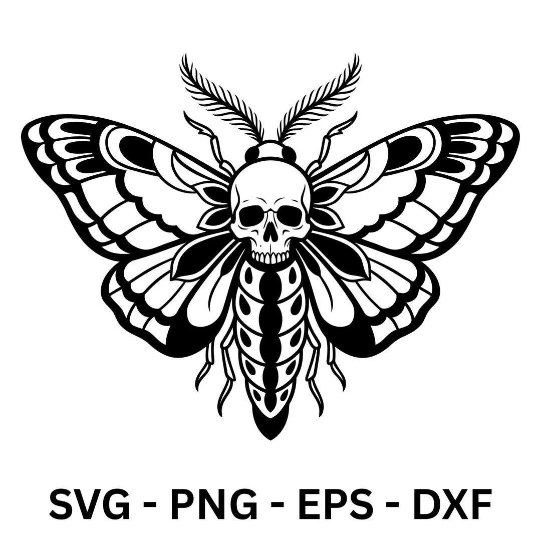 Death Head Moth Svg, Gothic Skull Butterfly Insect, Skull Moth Svg ...