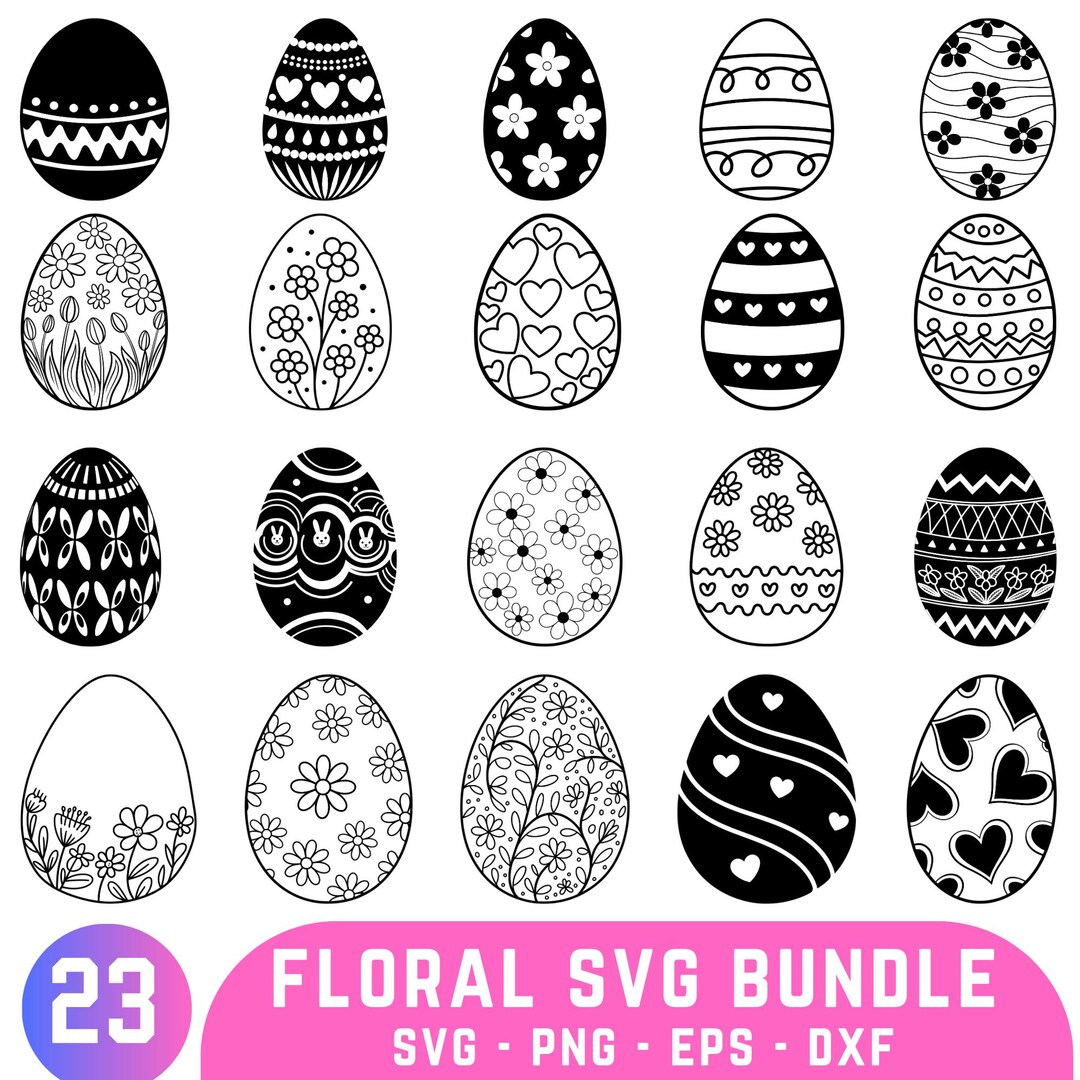 Easter Egg Bundle SVG Files, , Easter Egg Silhouette Vector Files ...