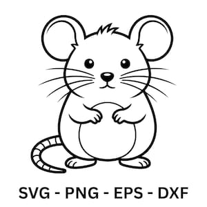 Tiny Mouse Svg, Cute Mouse Svg, Adorable Baby Mouse Clipart, Cartoon Rodent Line Art Design, Kids Animal Svg, Sweet Mouse Svg