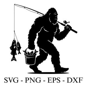 bigfoot with fishing pole Bigfoot With Fishing Pole Svg