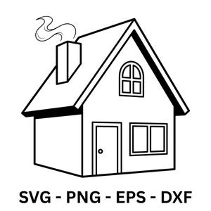 Hus med rökdetalj Svg, Home Sweet home Svg, Takhus Svg, Blommigt Hus Svg, Konturhus Svg, Hem Svg, Bondgårdshus Svg