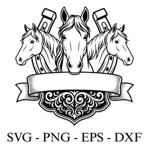 Horseshoe Split Name Svg,  Stable Decor, Triple Horses Split Frame Monogram,  T-Shirt Design, Cut Files, Instant Download