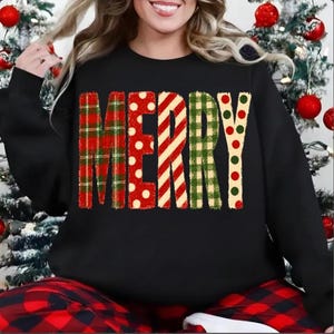 Comfort Colors® Coquette Merry Christmas T-Shirt, Preppy Bow Retro Christmas Tree Shirt, Red Pink Hand Drawn Whimsical Frame Gingham Tartan