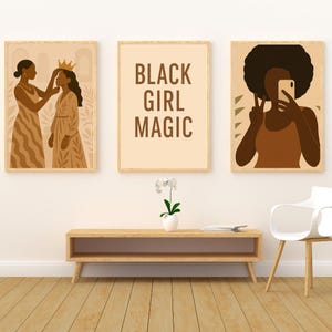 Black Girl Magic Printable Wall Art Set | Minimalist Afrocentric Decor | Digital Download