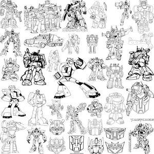 Transformers Chracters Sticker Svg-Png-Pdf Bundle Big Pack \ Birthday \ Party \ Cartoon \ Moovie \ T shirt \ Hoodie \ Cup \Poster