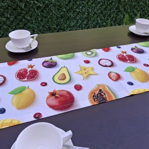 Coffee Table Runner for Summer Table Topper, Fruit Table Runner for Coffee Table Topper,  Cherry Table Runner, Apple Table Runner