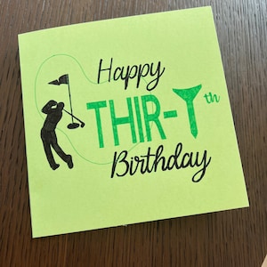 Tarjeta de cumpleaños de golfista: "¡Feliz cumpleaños número trece!"