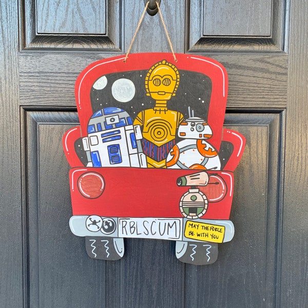 PREORDER | Star Wars Vintage Truck Door Hanger | Droids Front Door Decor | C3PO R2D2 BB-8 D-O