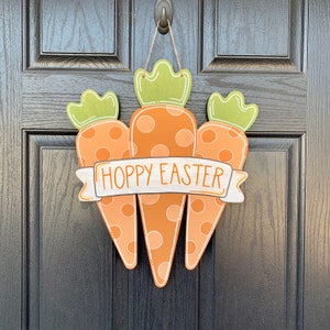 Hoppy Easter Carrot Door Hanger | Easter Bunny Door Decor | Spring Carrots Door Hanger