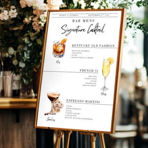 Signature Drink Sign, Editable Open Bar Sign, Signature Drink Template, Signature Cocktail Sign, Wedding Bar Menu Template, Cocktail Menu