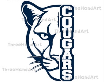 Cougars SVG, Cougars Head svg, Cougars Cutfile, Cricut, Mascot School, Go Cougars, Leopard Skin, Football, PomPom, Paw, Silhouette, PNG.