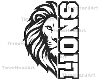 Lions SVG, Lions Cutfile, Lions SVG Cricut, Lions Silhouette, Lions School Mascot, Lions Svg for Embroidery, Gift, Birthday, Lions PNG File.