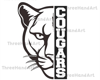 Cougars SVG, Cougars Head svg, Cougars Cutfile, Cricut, Mascot School, Go Cougars, Leopard Skin, Football, PomPom, Paw, Silhouette, PNG.