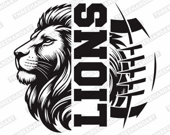 Detroit Lions Football SVG PNG, School Mascot Clipart (Digital Files)