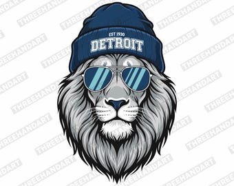 Detroit Lion Mascot SVG PNG, Football Cheers (Digital Download)