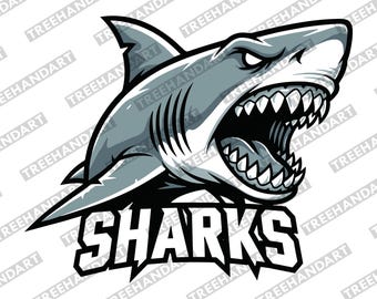 Shark SVG, Shark Cut File, Sharks shirt, Sharks Clipart, Digital File, Svg File, Silhouette, Instant Download.
