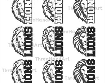 Lions 9 Bundle  SVG, Lions SVG, Lions Cutfile, Lions SVG Cricut, Lions Silhouette, Lions School Mascot, Lions Svg for Embroidery, Gift.