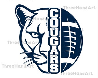 Cougars SVG, Cougars Head svg, Cougars Cutfile, Cricut, Mascot School, Go Cougars, Leopard Skin, Football, PomPom, Paw, Silhouette, PNG.