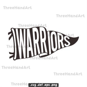 Wariors Pennant Svg, Wariors Mascot Pennant svg, Png Svg Dxf Eps Cutfile.